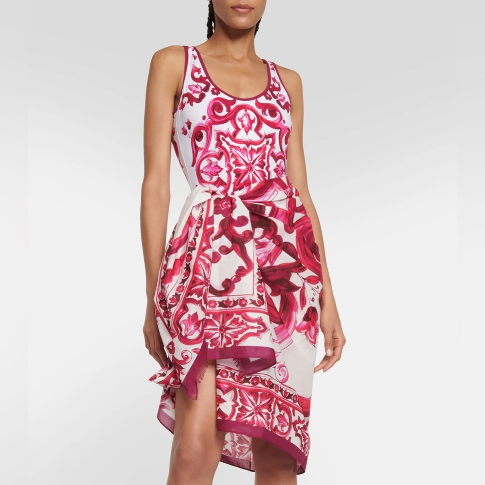 Dolce & Gabbana Majolica print batiste sarong  pareo (110 x 190)